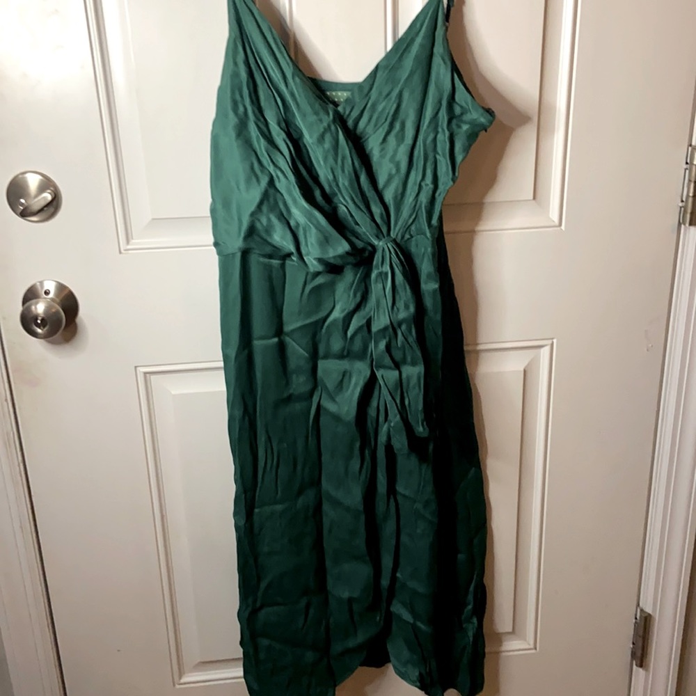 Anthropologie 12 L emerald cocktail dress